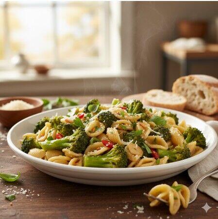 Broc over Pasta. Grlc & Oil
